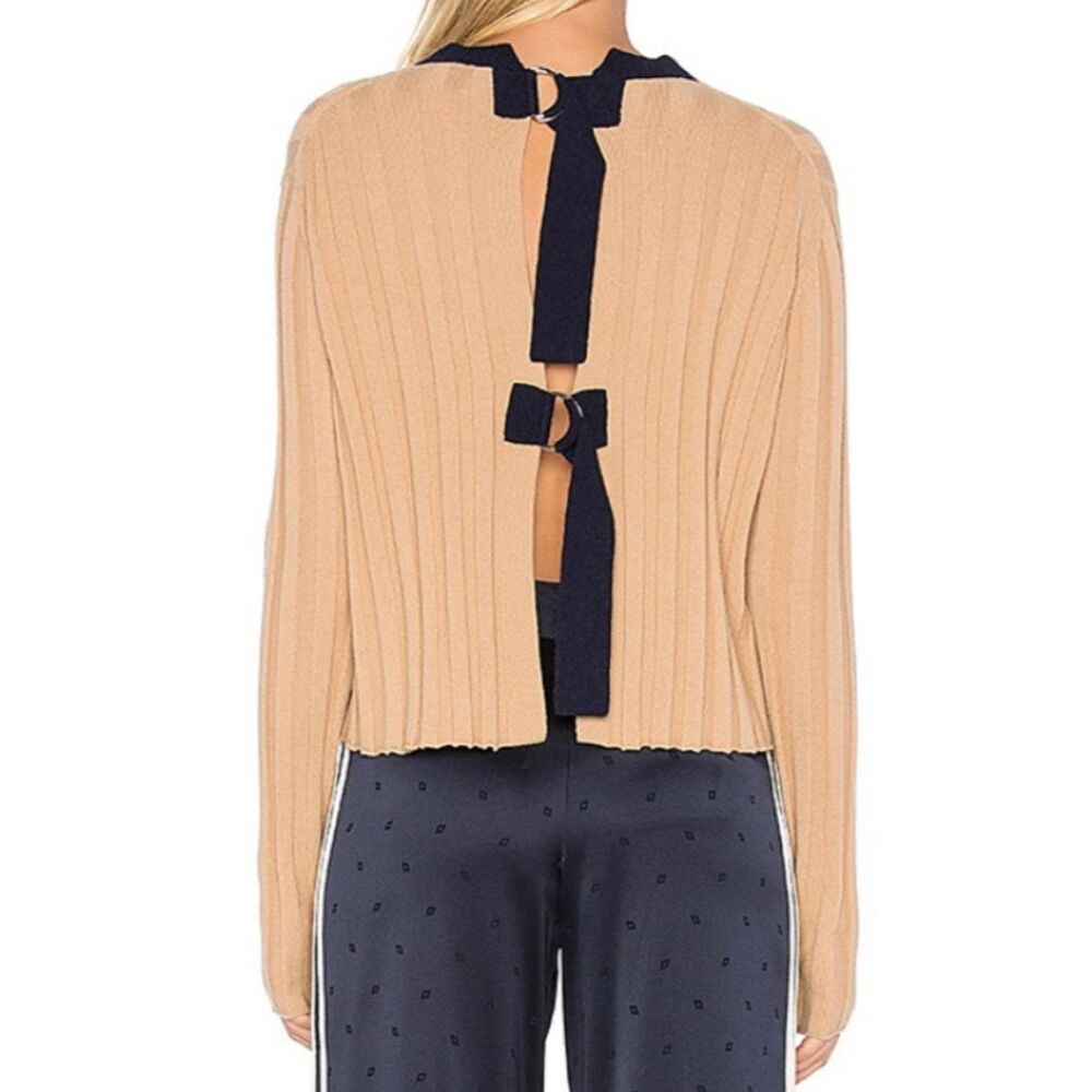 NWT Derek Lam 10 Crosby Open Back Pullover Camel Sweater Wool & Cashmere Knit L